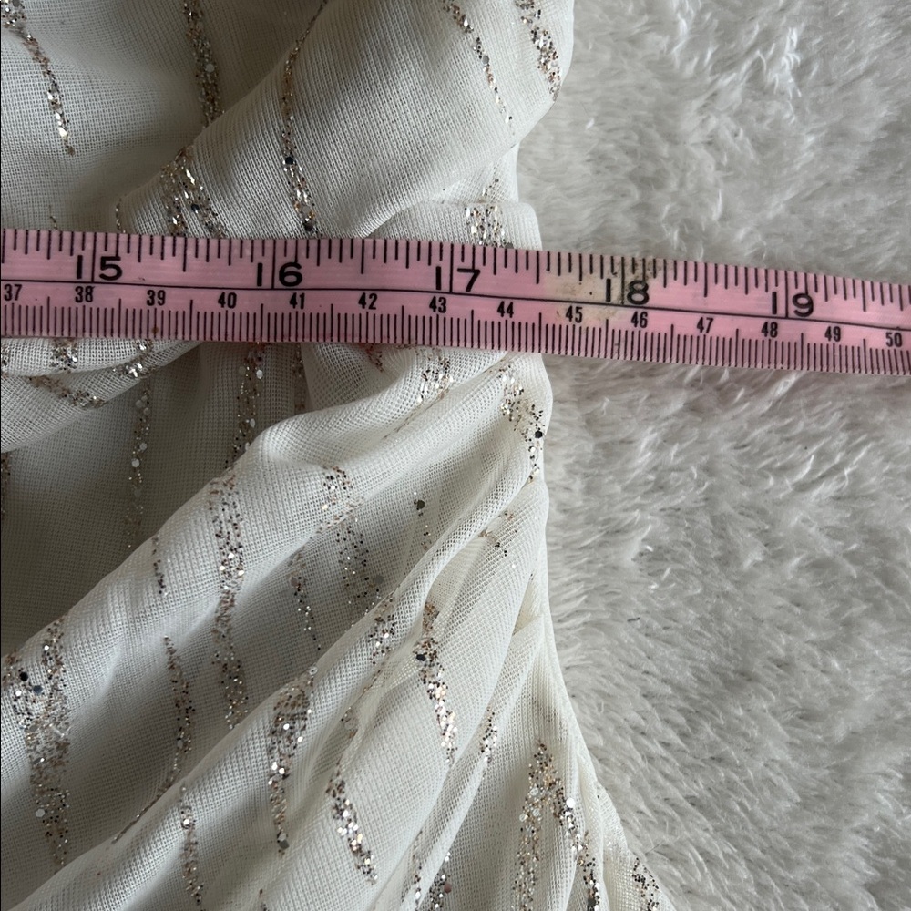 White Full Length Gown Silver Glitter Accents Sleeveless NWT Vintage Bridal 16W - Picture 16 of 16
